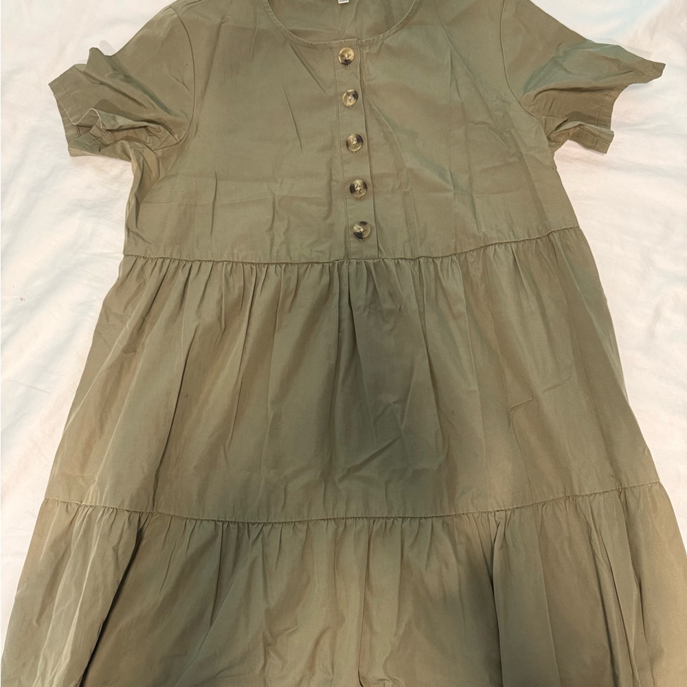 Madewell Olive Green Buttoned Casual Dress